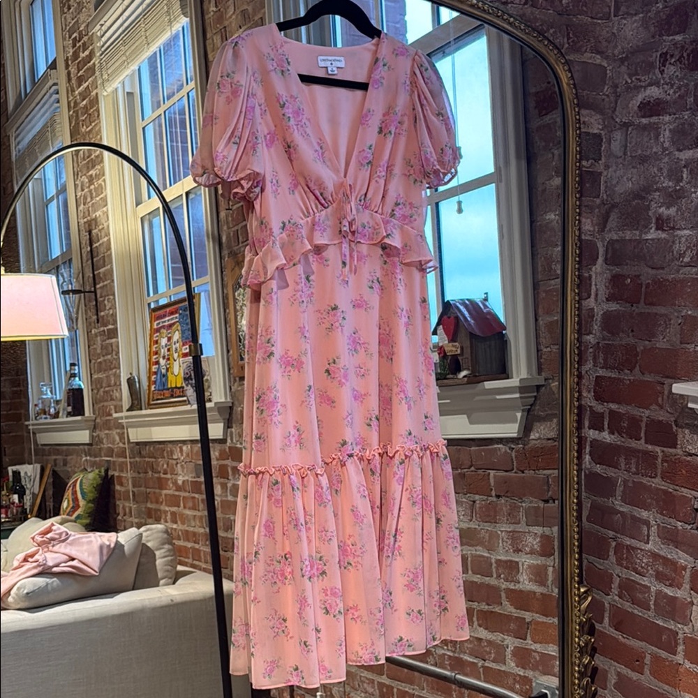 LoveShack Fancy X Target Pink Floral Midi Dress